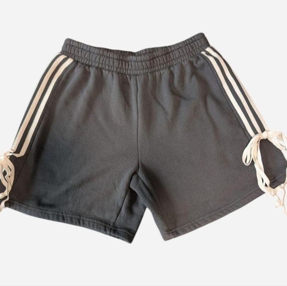 Forever 21 Pants - Sporty Y2K Side Stripe Tie Hem Athletic Shorts Black Athleisure Lounge Minimal L